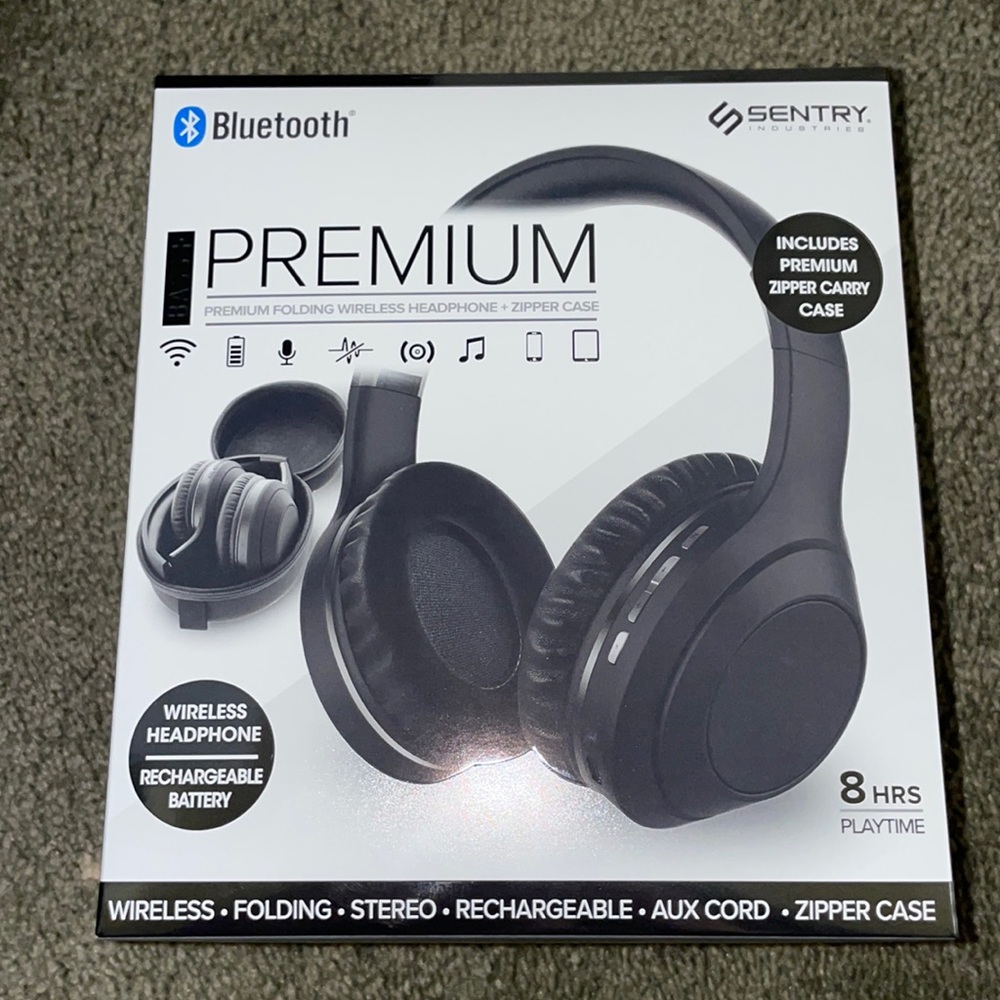 Bluetooth premium folding wireless headphone + zipper case